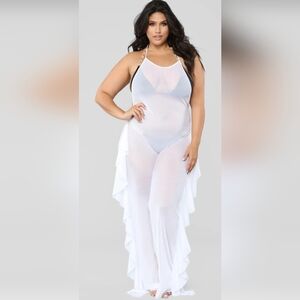 Sheer Swim Coverup Jumpsuit ~ Black